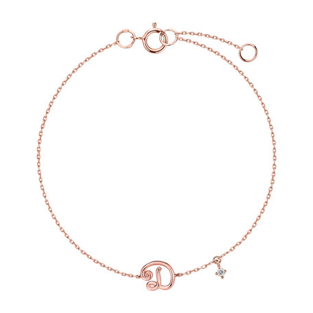 Diamond bracelet Curly Letter D