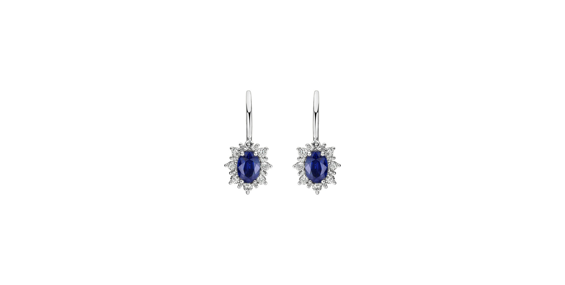 14ct white gold diamond earrings with Sapphire Royal Aurora