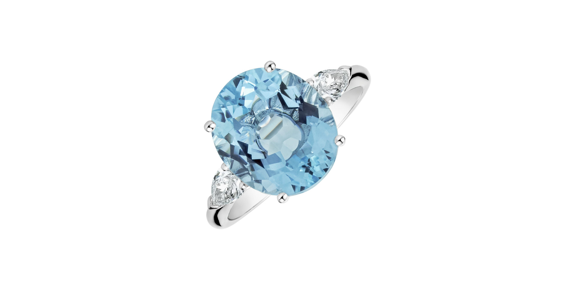 Diamond ring with Aquamarine Fiona