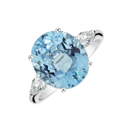 Diamond ring with Aquamarine Fiona