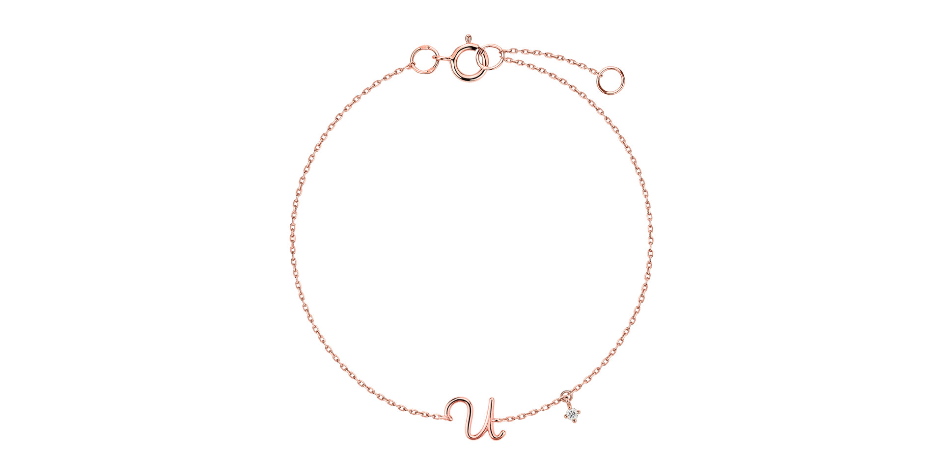 Diamond bracelet Curly Letter U