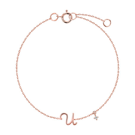 Diamond bracelet Curly Letter U