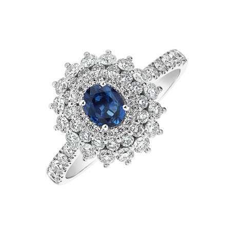Diamond ring with Sapphire Frozen Drop