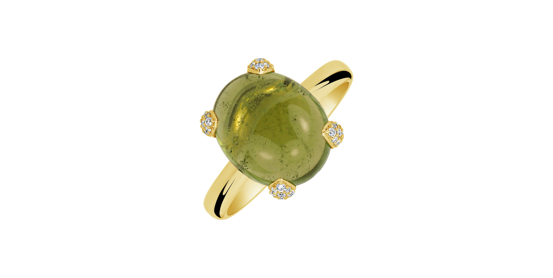 Diamond ring with Tourmaline Destri