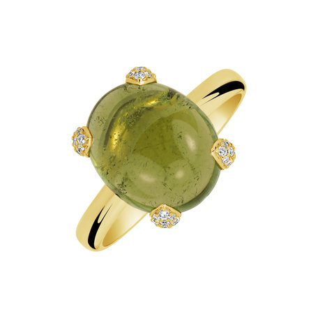 Diamond ring with Tourmaline Destri