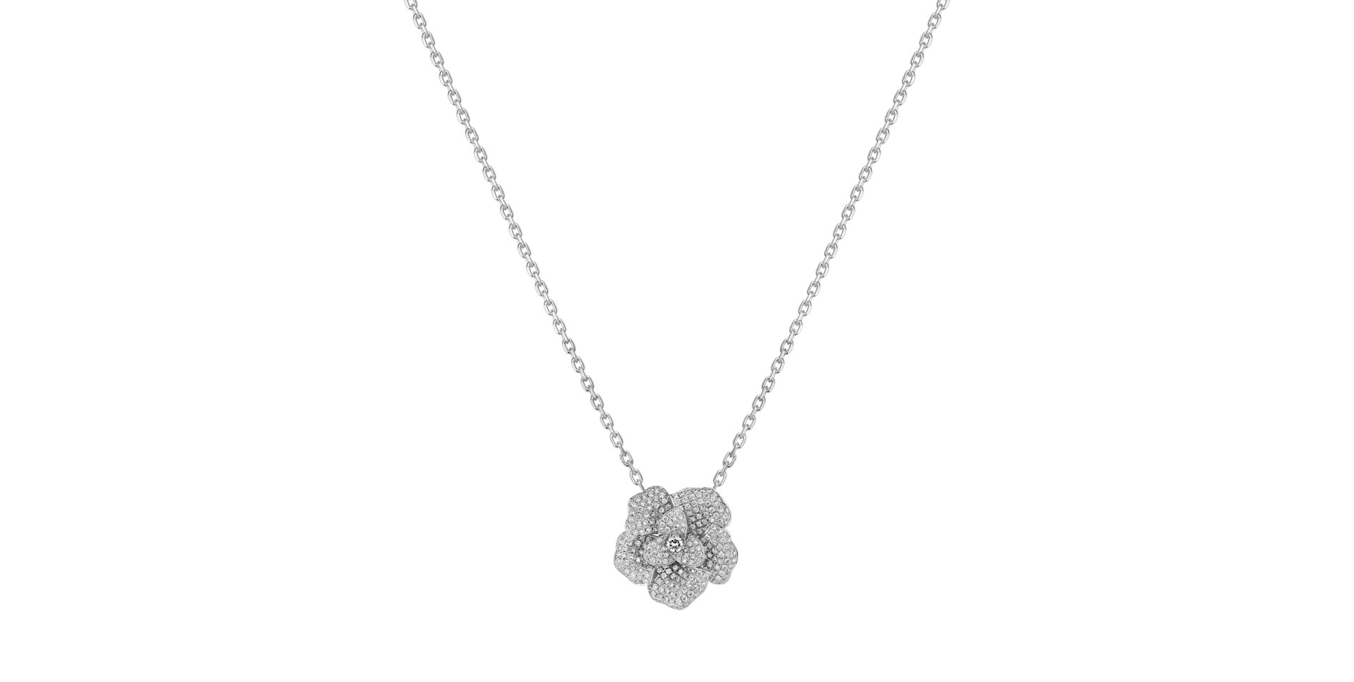 14ct white gold diamond pendant with necklace Pristine Rose