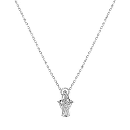 18ct white gold diamond necklace Jesus