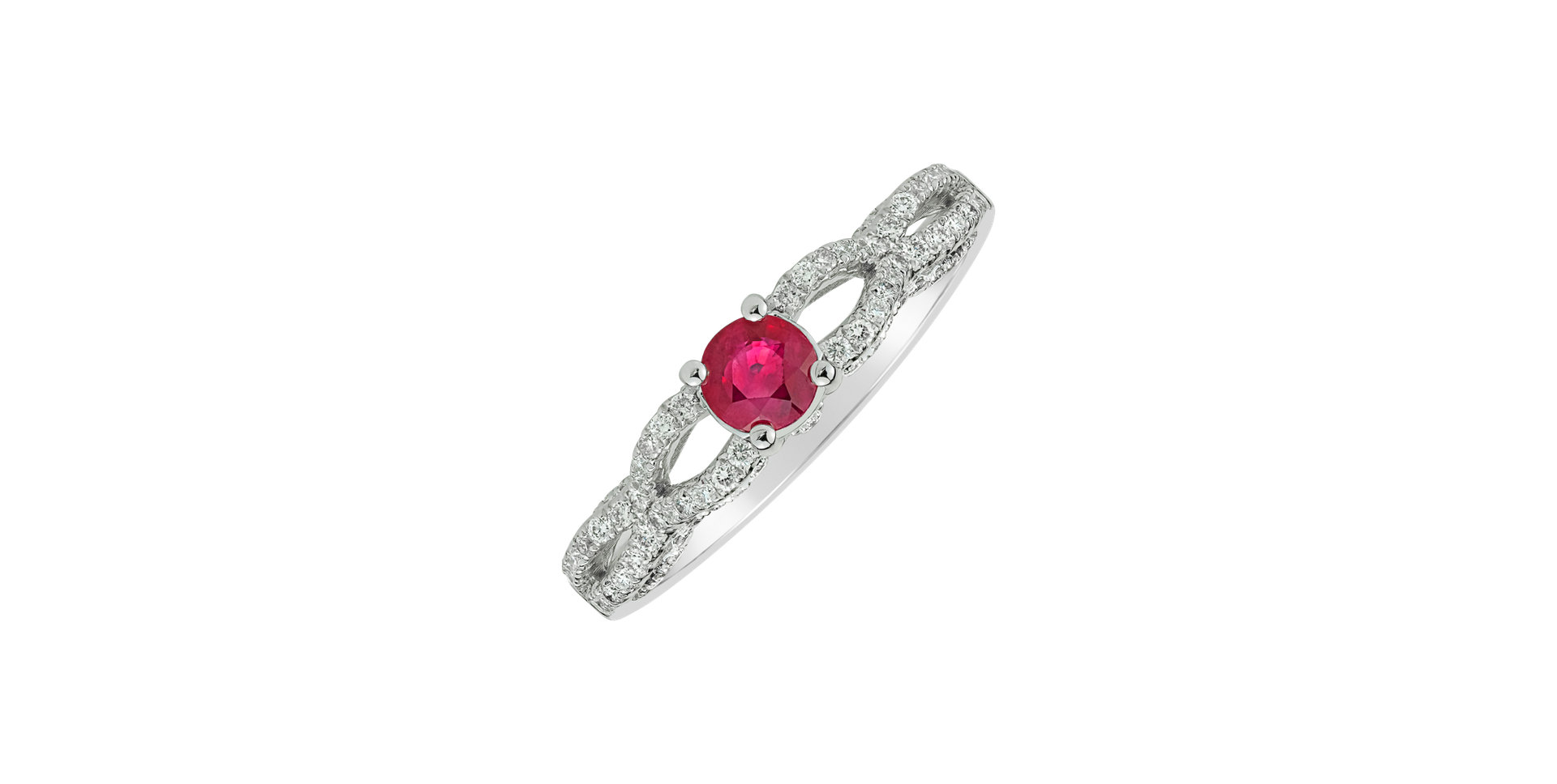 Diamond ring with Ruby Blazing Heart