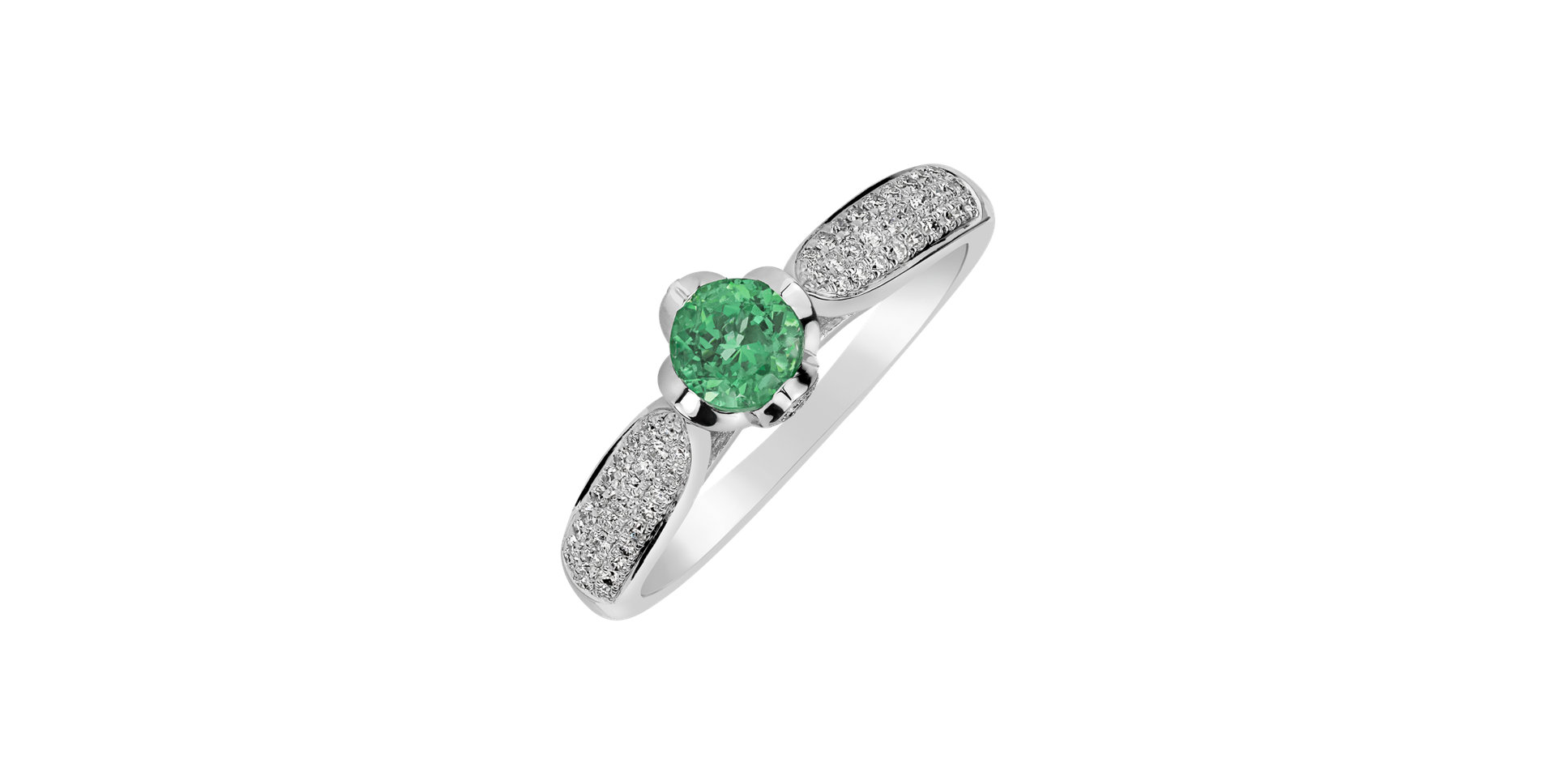 Diamond ring with Emerald Carleen