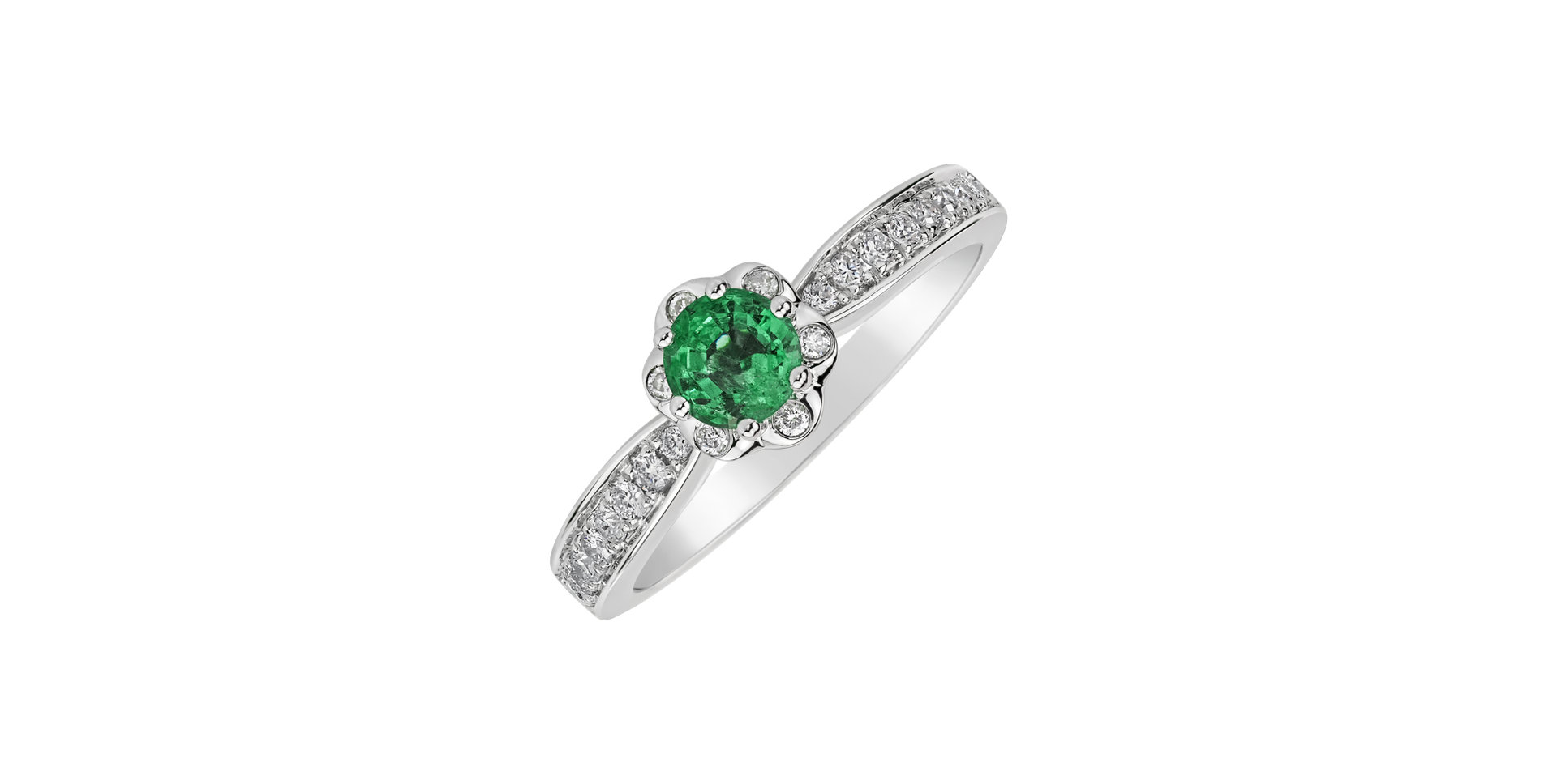 Diamond ring with Emerald Zafira
