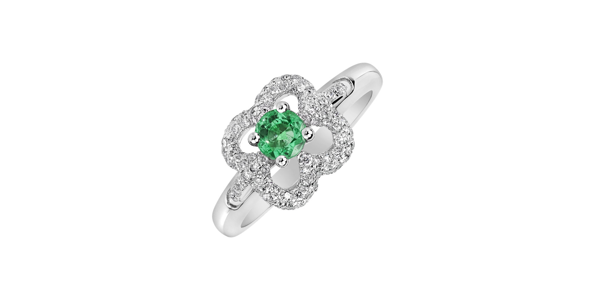 Diamond ring with Emerald Cate