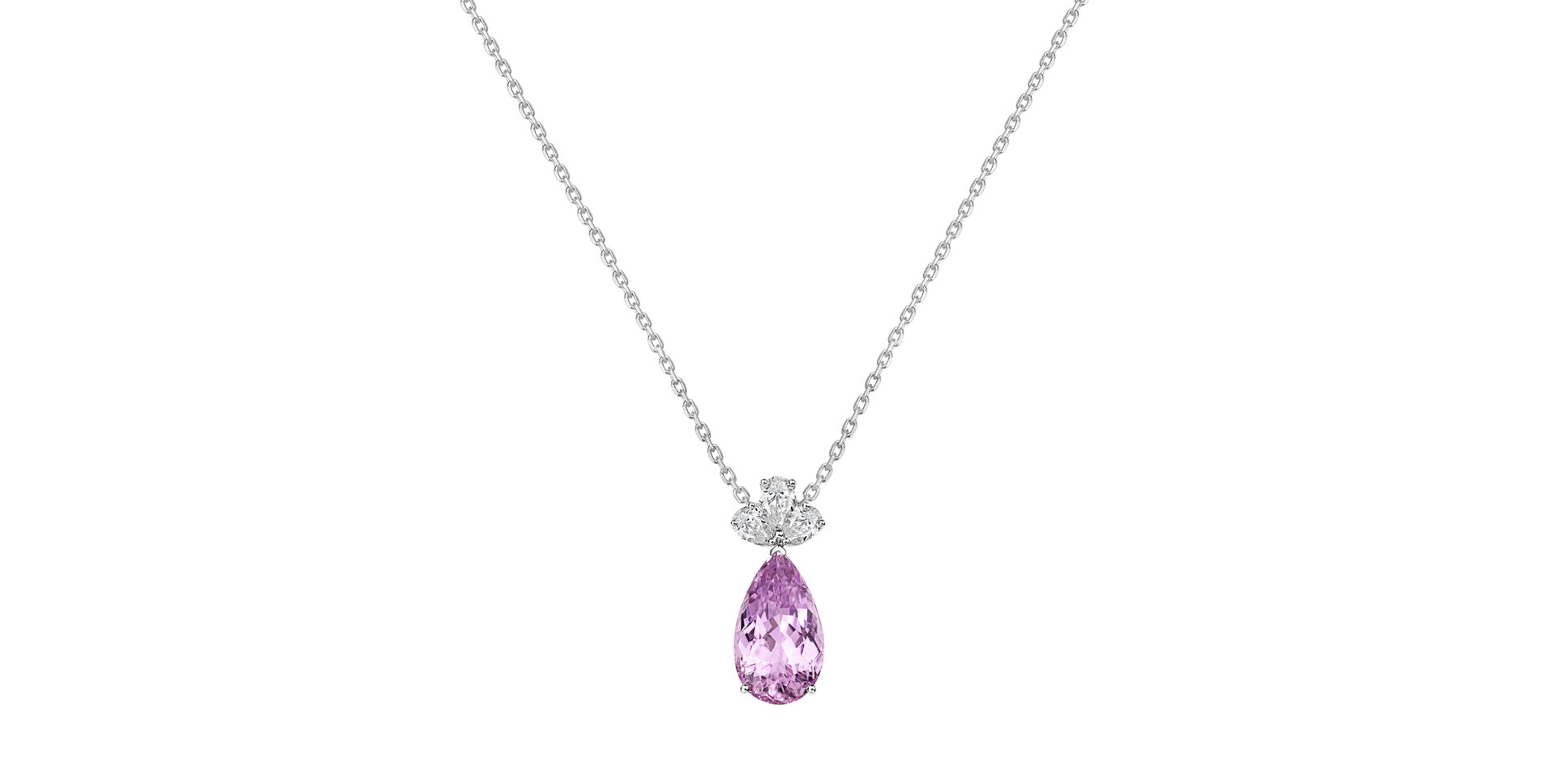 Necklace with Kunzite and diamonds Pink Whisper
