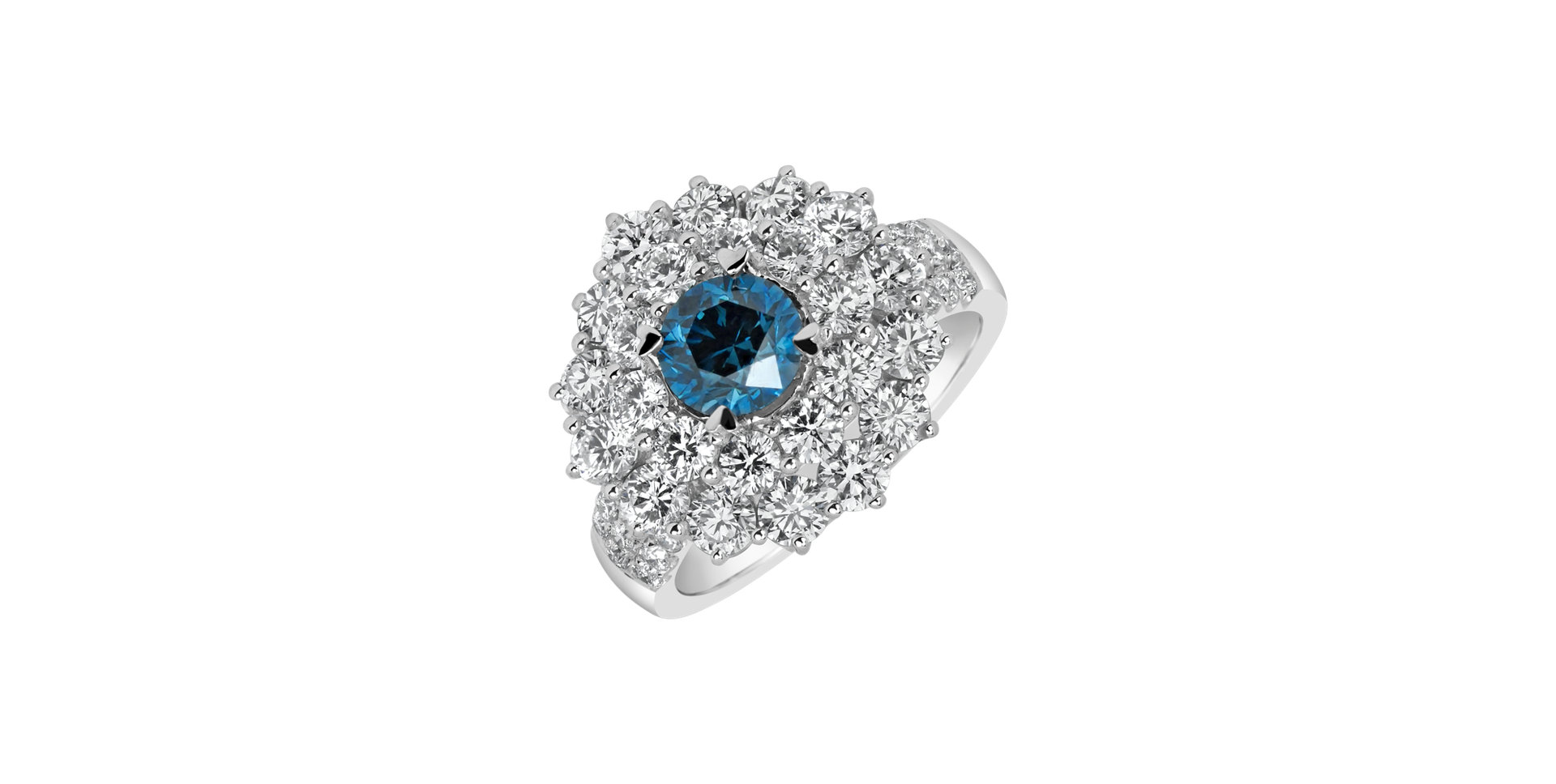 Ring with blue diamonds and white diamonds Apology