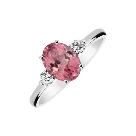 Diamond ring with Tourmaline Blush Blossom