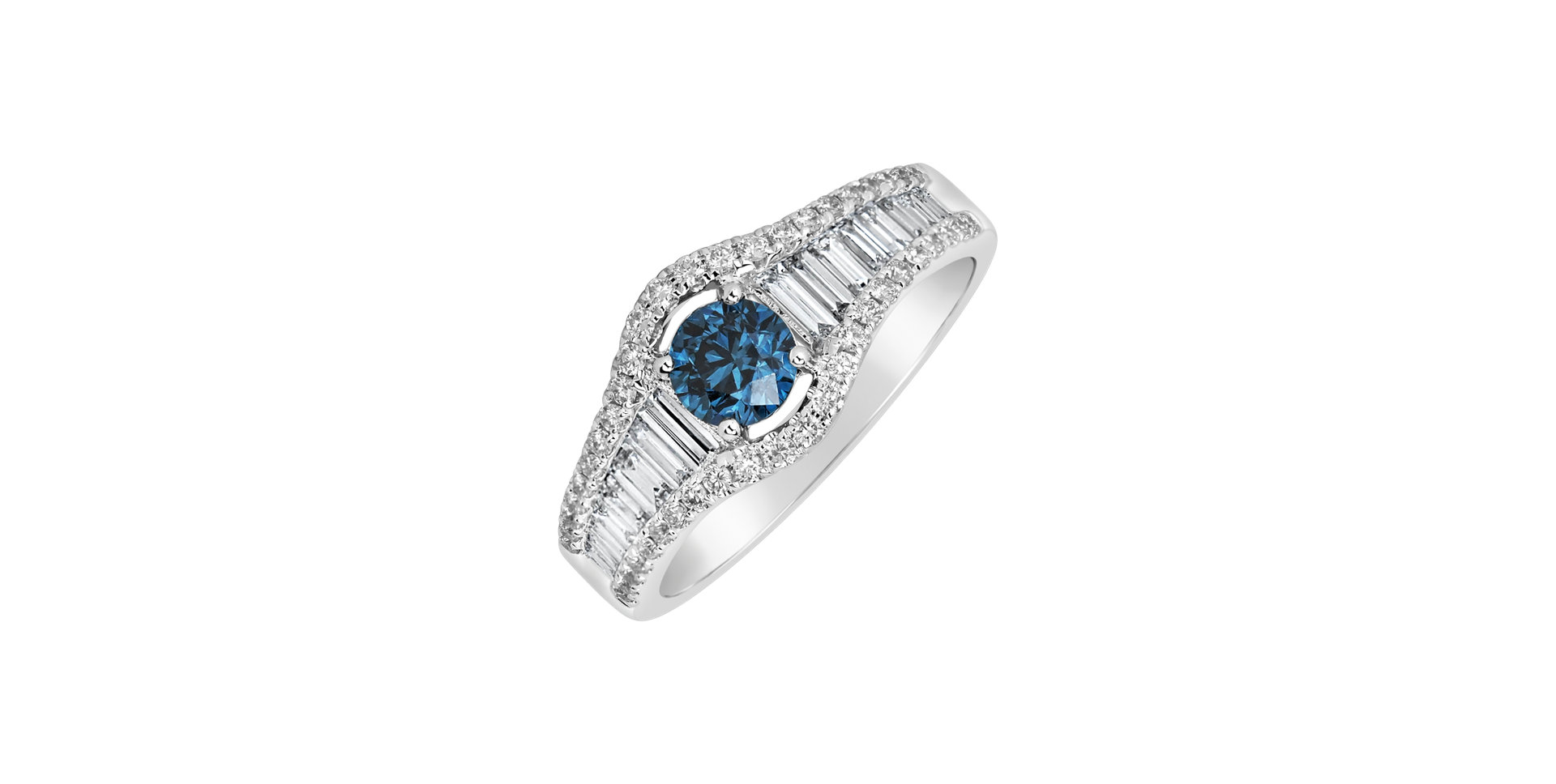 Ring with blue diamonds and white diamonds Tearful Crown