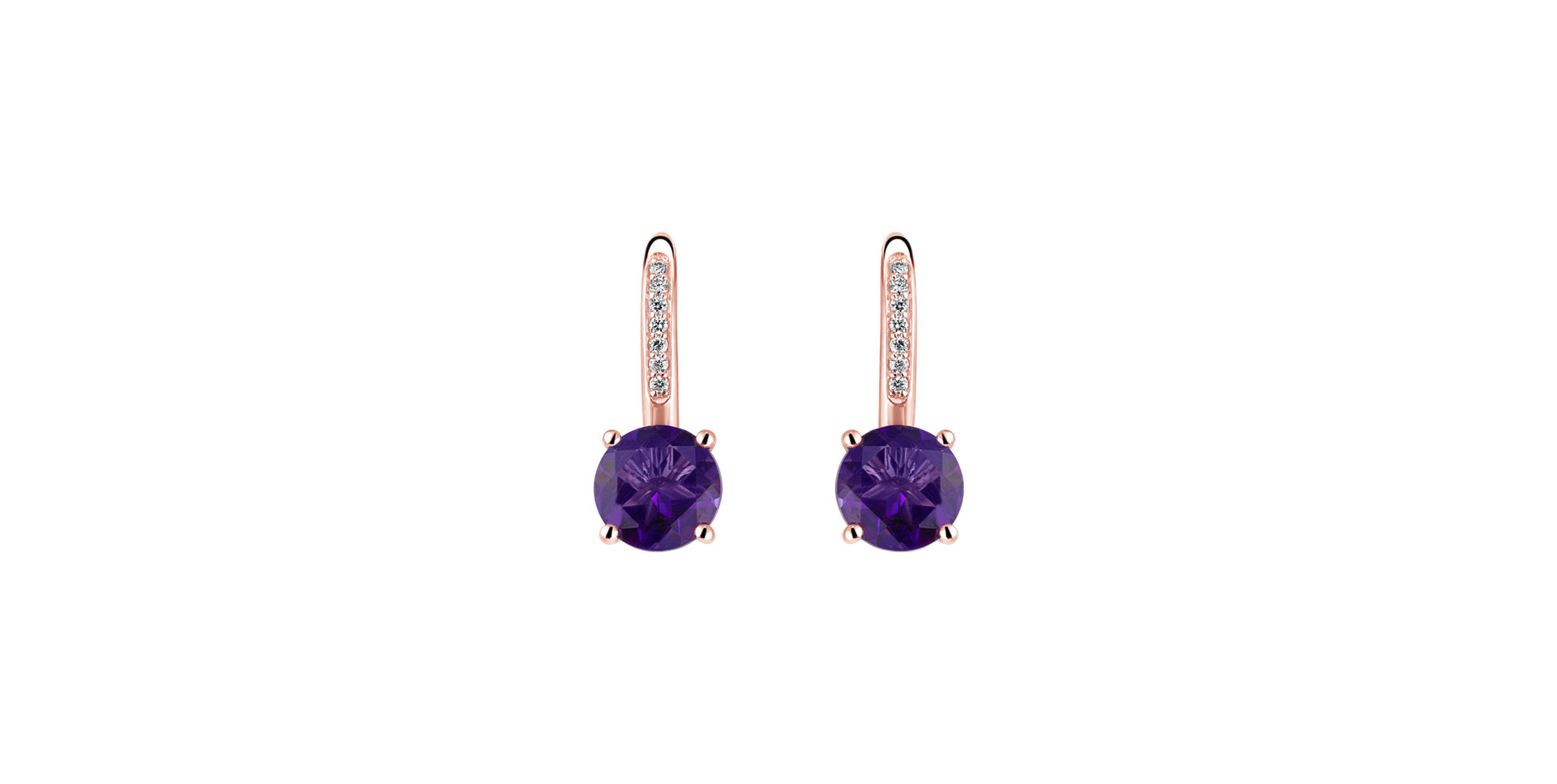Diamond earrings with Amethyst Carlo