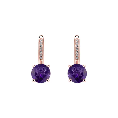 Diamond earrings with Amethyst Carlo