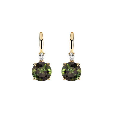 Diamond earrings with Tourmaline Noctir