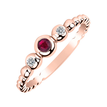 Diamond ring with Ruby Shiny Triple