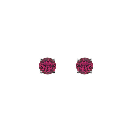 Earrings with Rhodolite Orbs