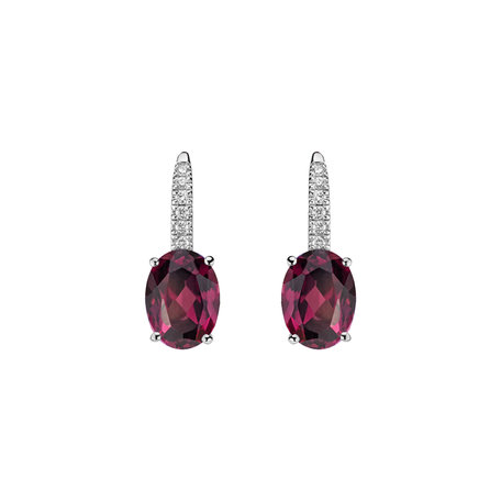 Diamond earrings with
 Rhodolite Iris Elegance