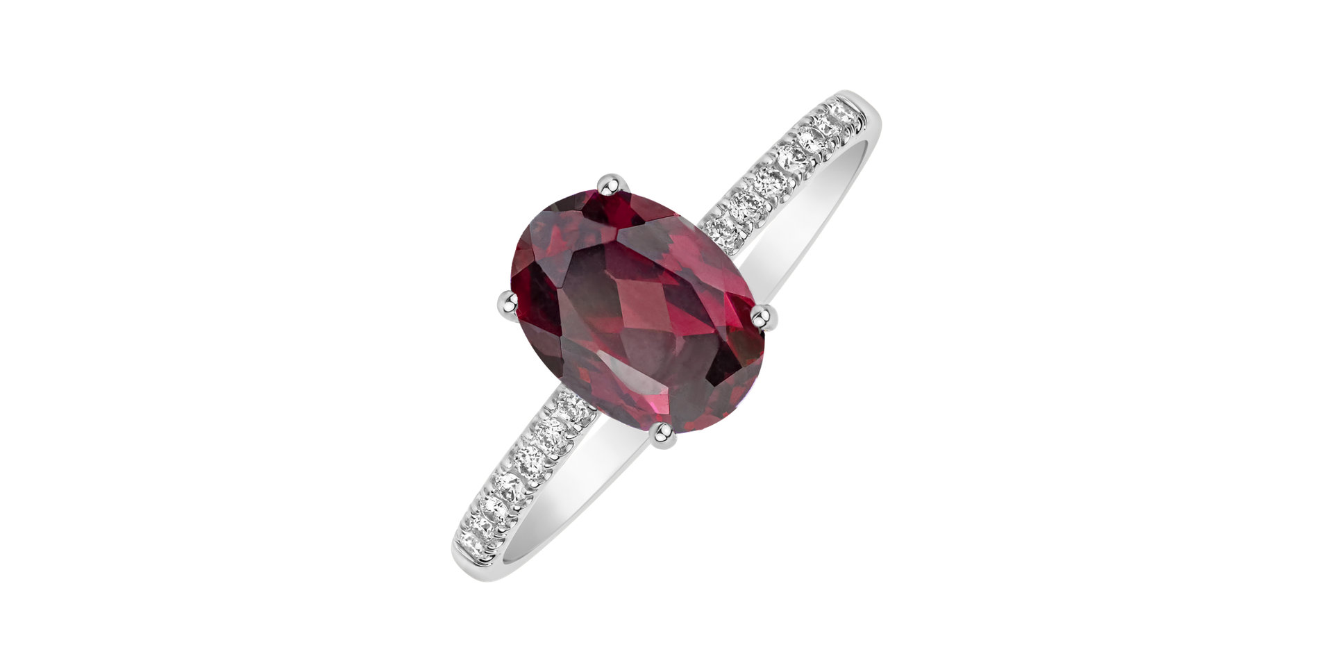 Diamond ring with Rhodolite Touch of Spark