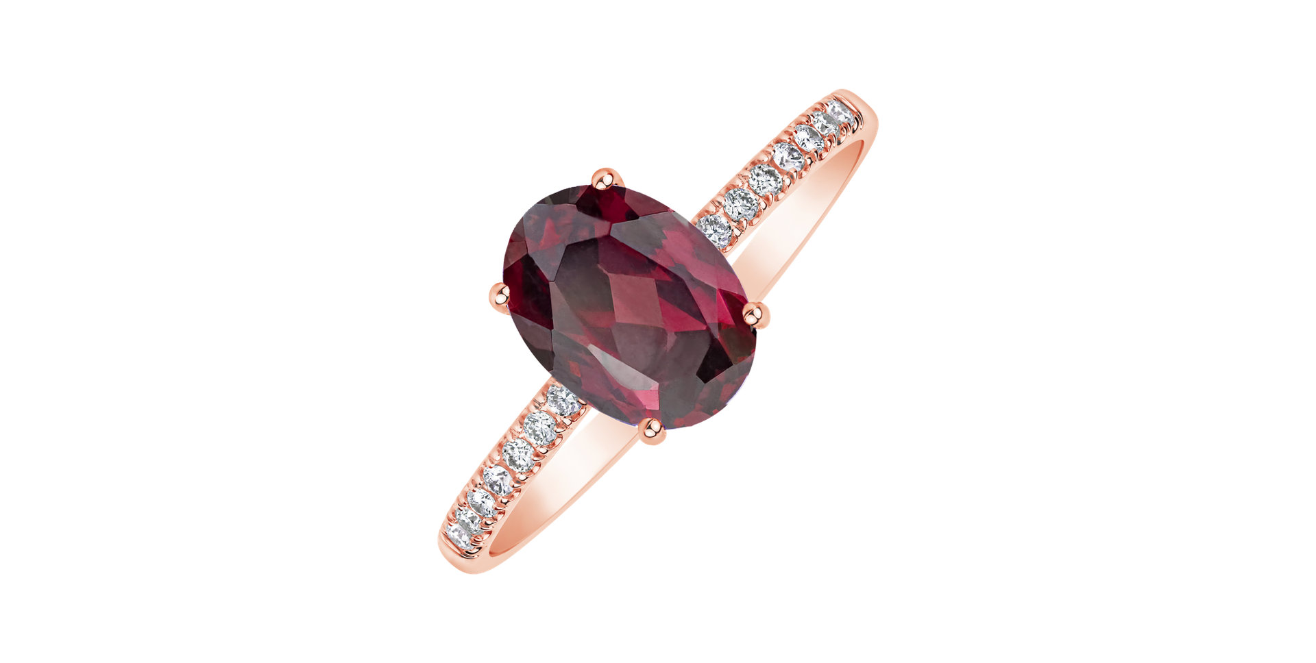 Diamond ring with Rhodolite Touch of Spark