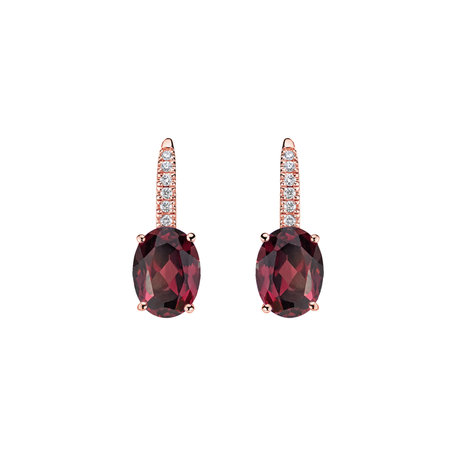 Diamond earrings with Rhodolith Niké Elegance