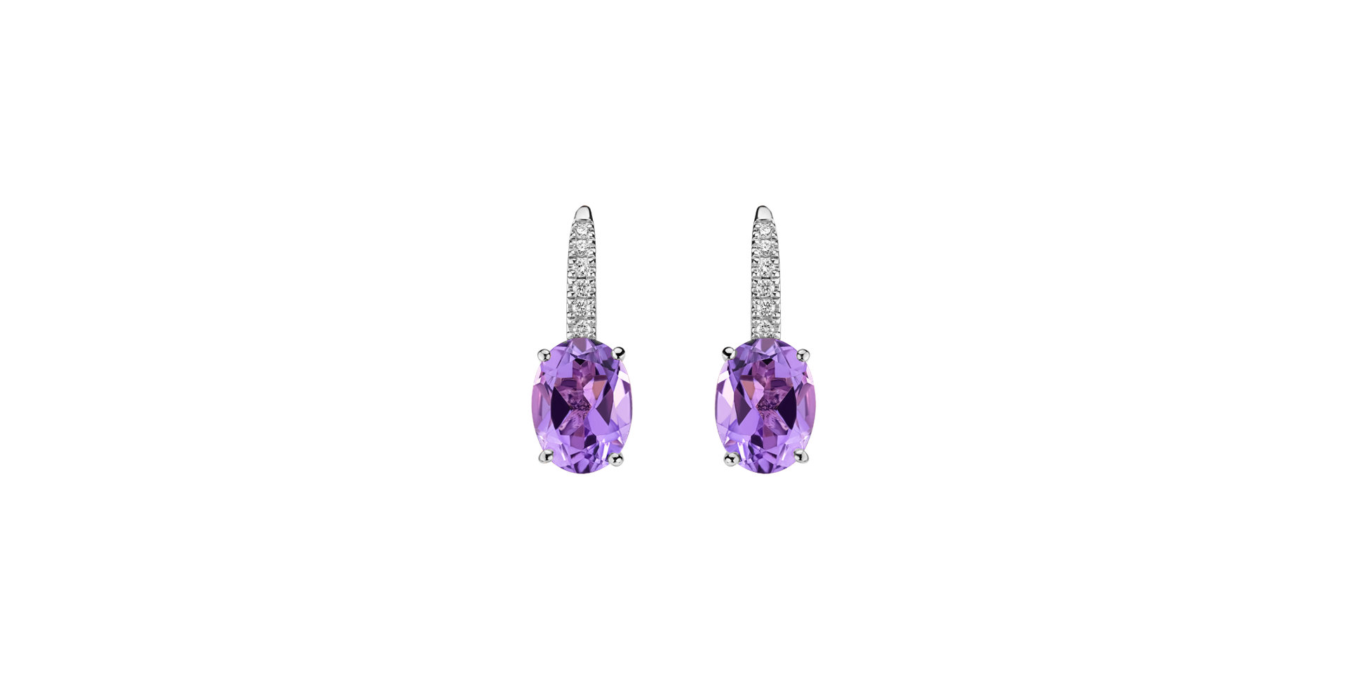 Diamond earrings with Amethyst Niké Elegance