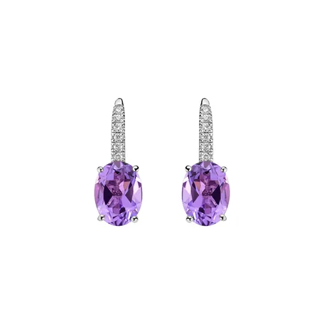 Diamond earrings with Amethyst Niké Elegance