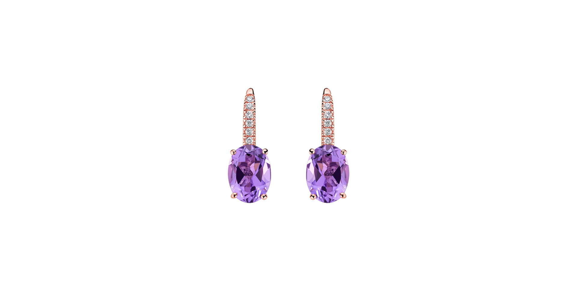 Diamond earrings with Amethyst Niké Elegance