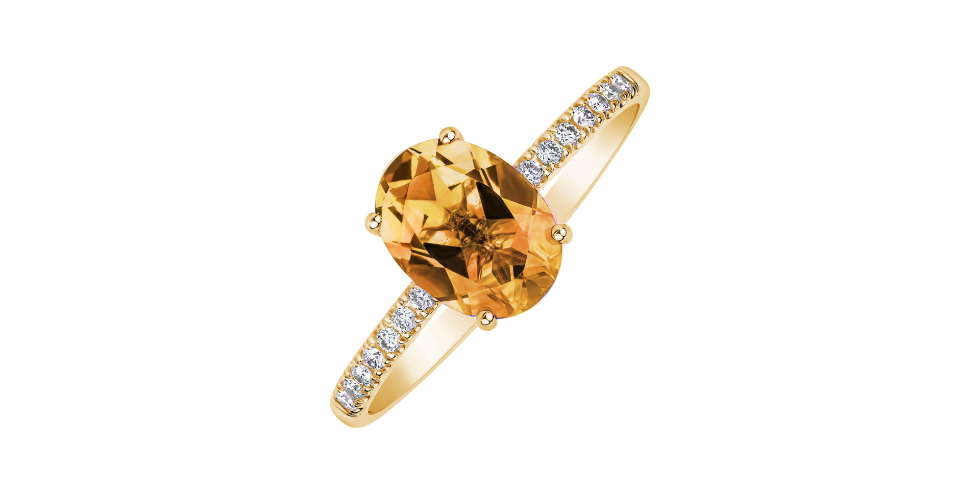 Diamond ring with Citrine Touch of Spark
