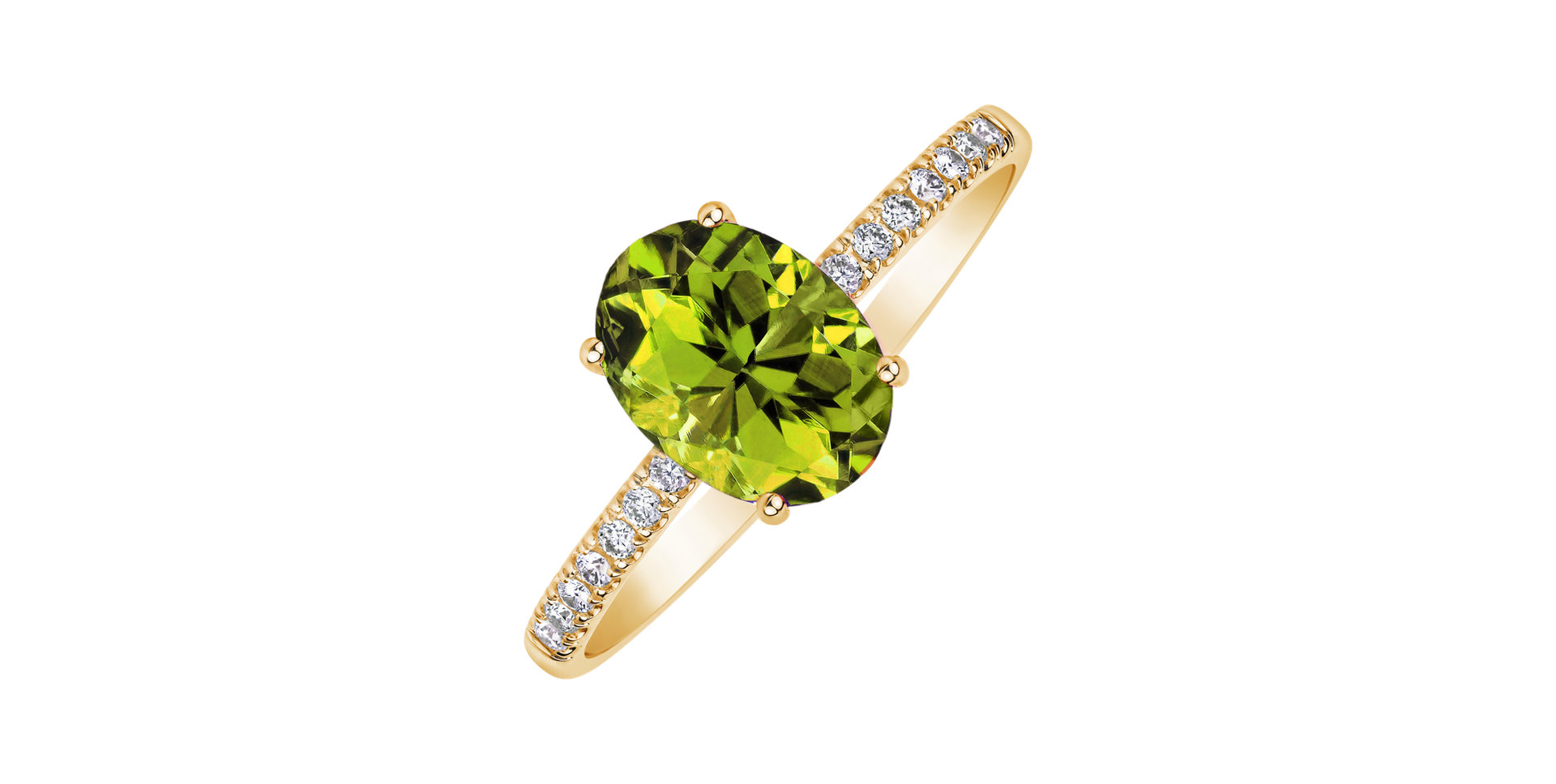 Diamond ring with Peridote Touch of Spark