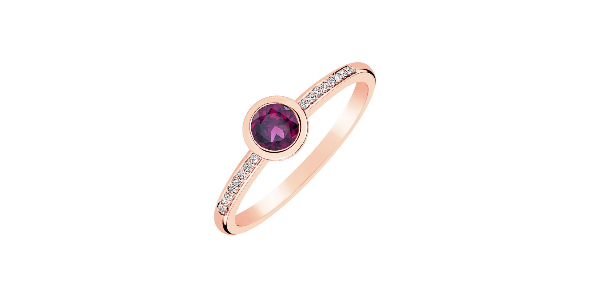 Diamond ring with Rhodolite Regal Elegance