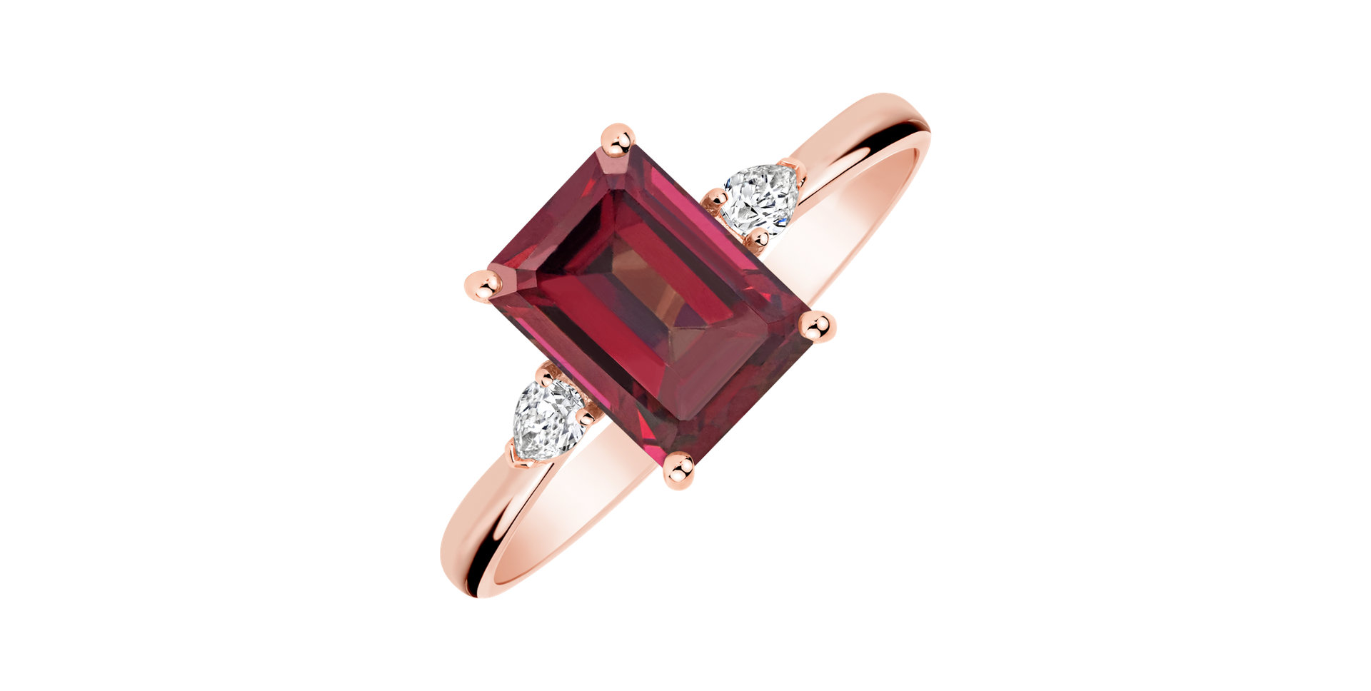 Diamond ring with Rhodolite Royal Anne