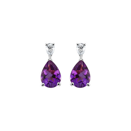 Diamond earrings with Amethyst Whispers of Avalon