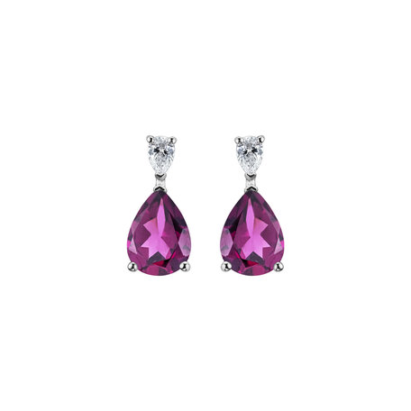 Diamond earrings with Rhodolite Whispers of Avalon