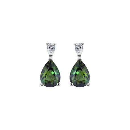 Diamond earrings with Tourmaline Whispers of Avalon