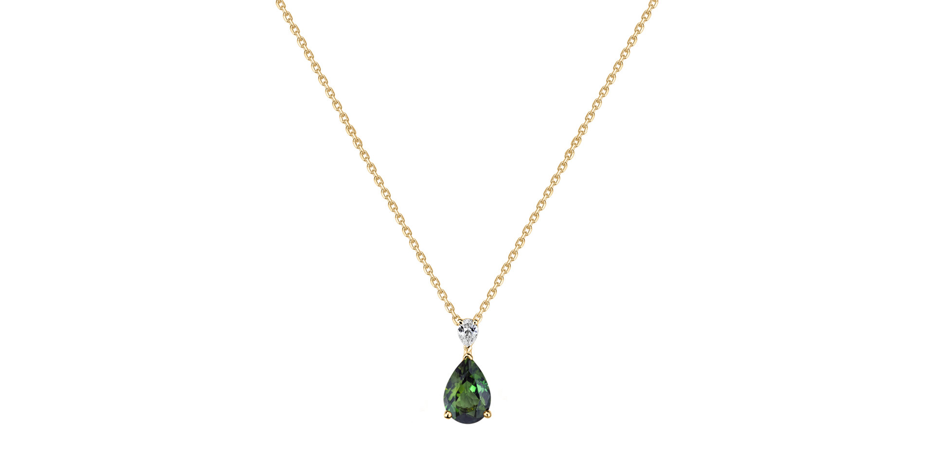 Diamond necklace with Tourmaline Whispers of Avalon