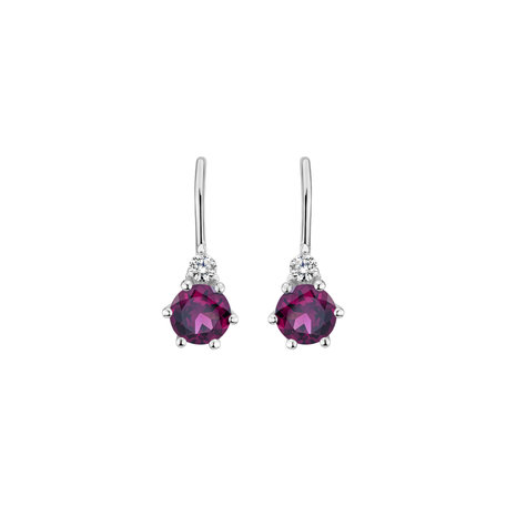 Diamond earrings with Rhodolite Lux