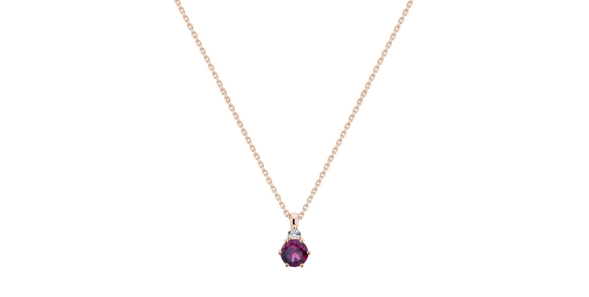 Diamond necklace with Rhodolite Diamara
