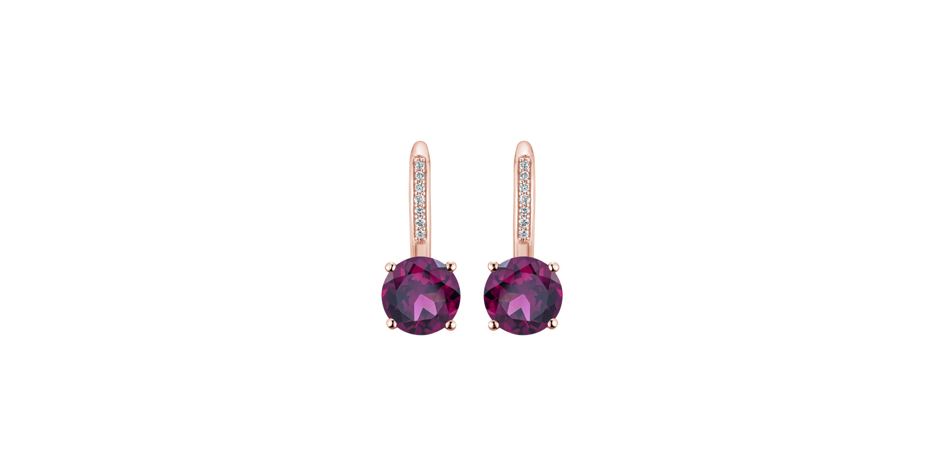 Diamond earrings with Rhodolite Carlo