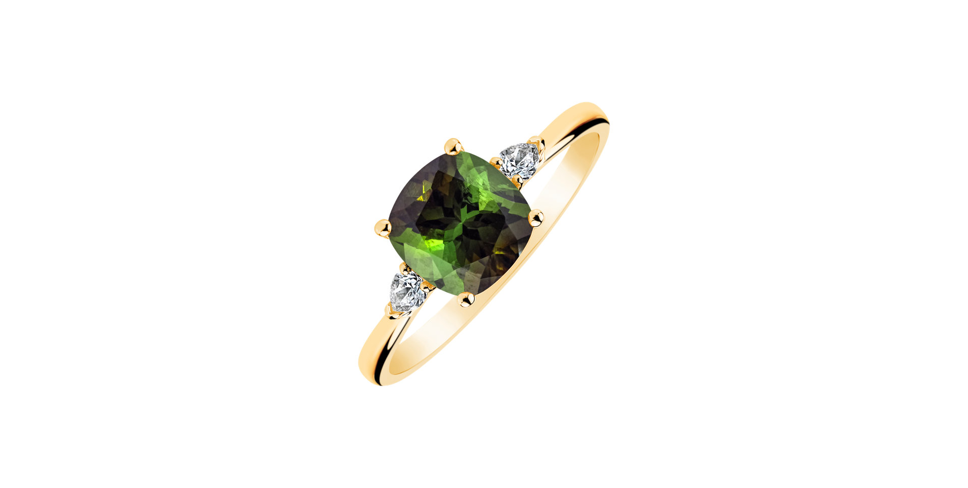 Diamond ring with Tourmaline Marigold