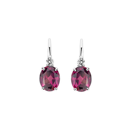 Diamond earrings with Rhodolite Juliette
