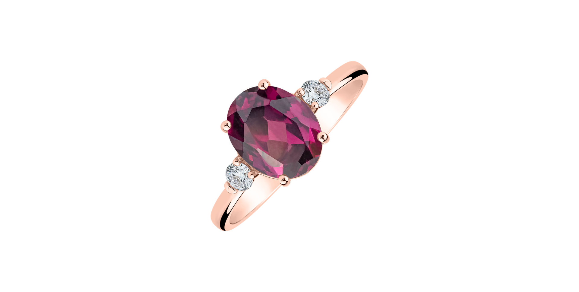 Diamond ring with Rhodolite Scarlet Ember