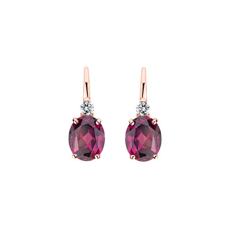 Diamond earrings with Rhodolite Juliette