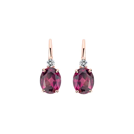 Diamond earrings with Rhodolite Juliette