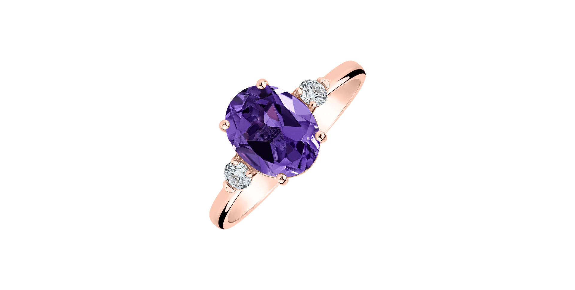 Diamond ring with Amethyst Violet Dusk
