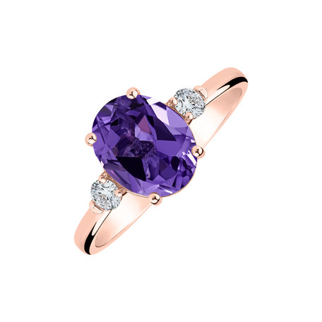 Diamond ring with Amethyst Violet Dusk