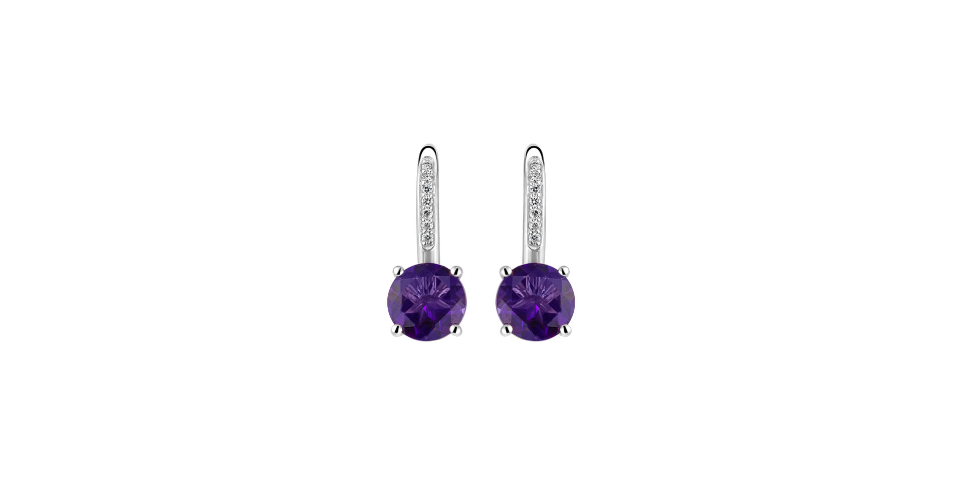 Diamond earrings with Amethyst Carlo
